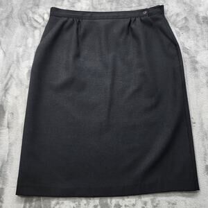 Vintage‎ Donnkenny Skirt Womens 10P PETITE Black Pencil Pockets Button Office